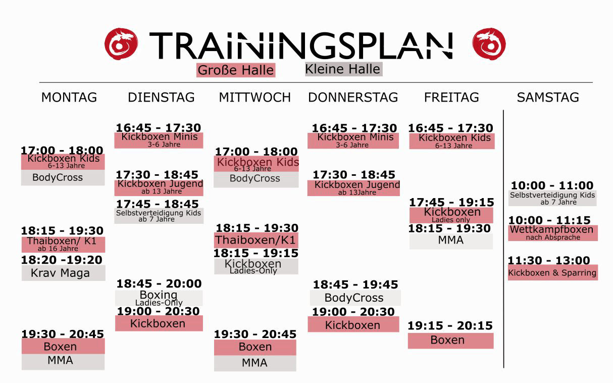 Trainingsplan Tatami Art Dojo