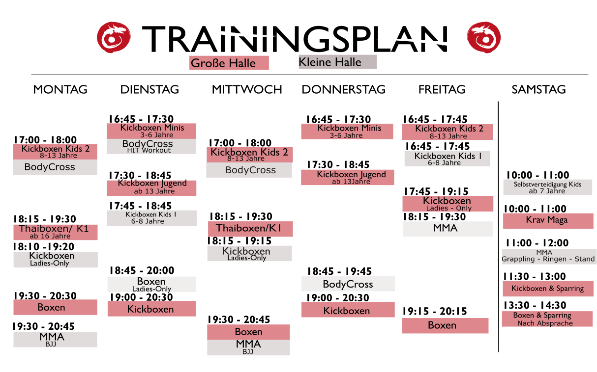Trainingsplan Tatami Art Dojo