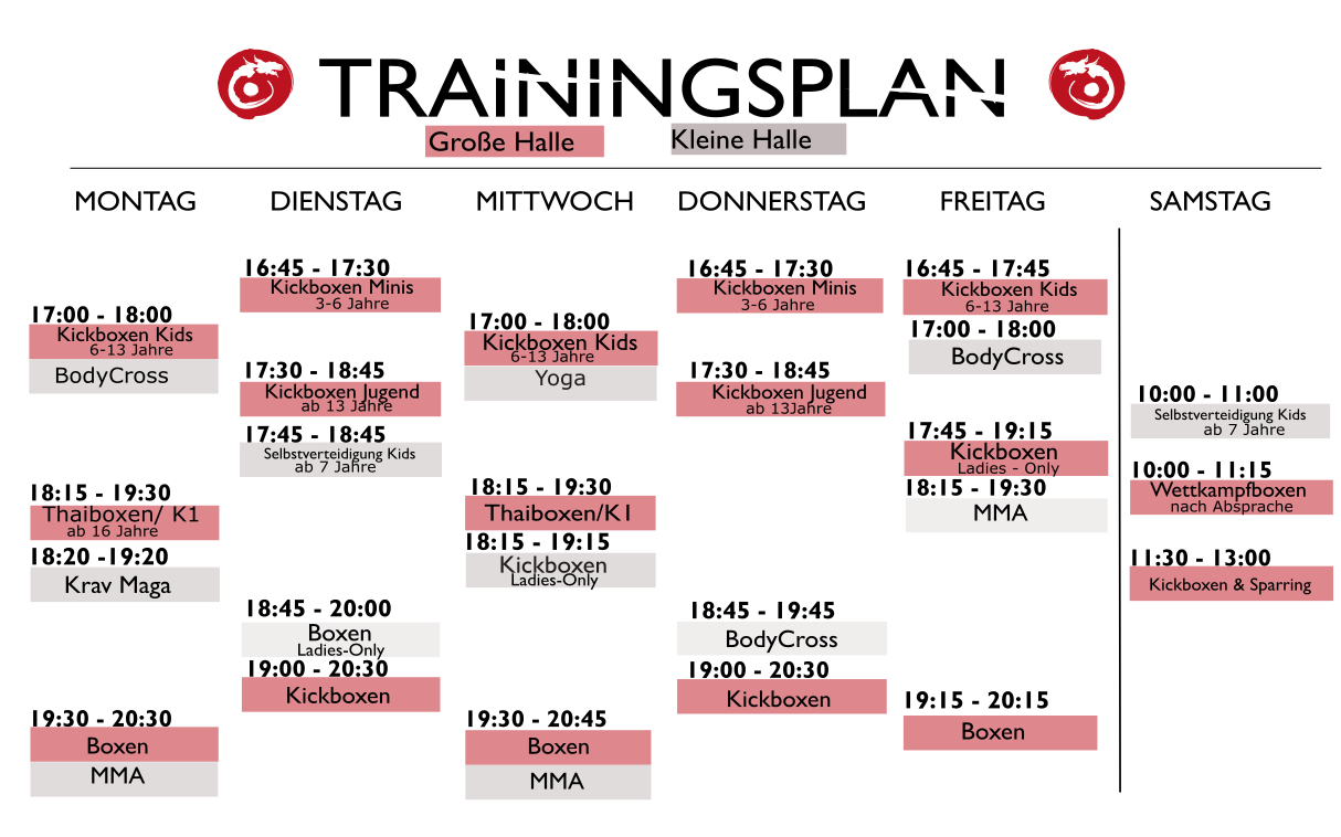Trainingsplan Tatami Art Dojo